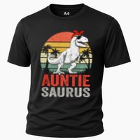 Auntiesaurus T Rex Dinosaur Auntie Saurus Family Matching Long Sleeve Cooling Performance Crew T-Shirt
