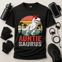 Auntiesaurus T Rex Dinosaur Auntie Saurus Family Matching Long Sleeve Cooling Performance Crew T-Shirt