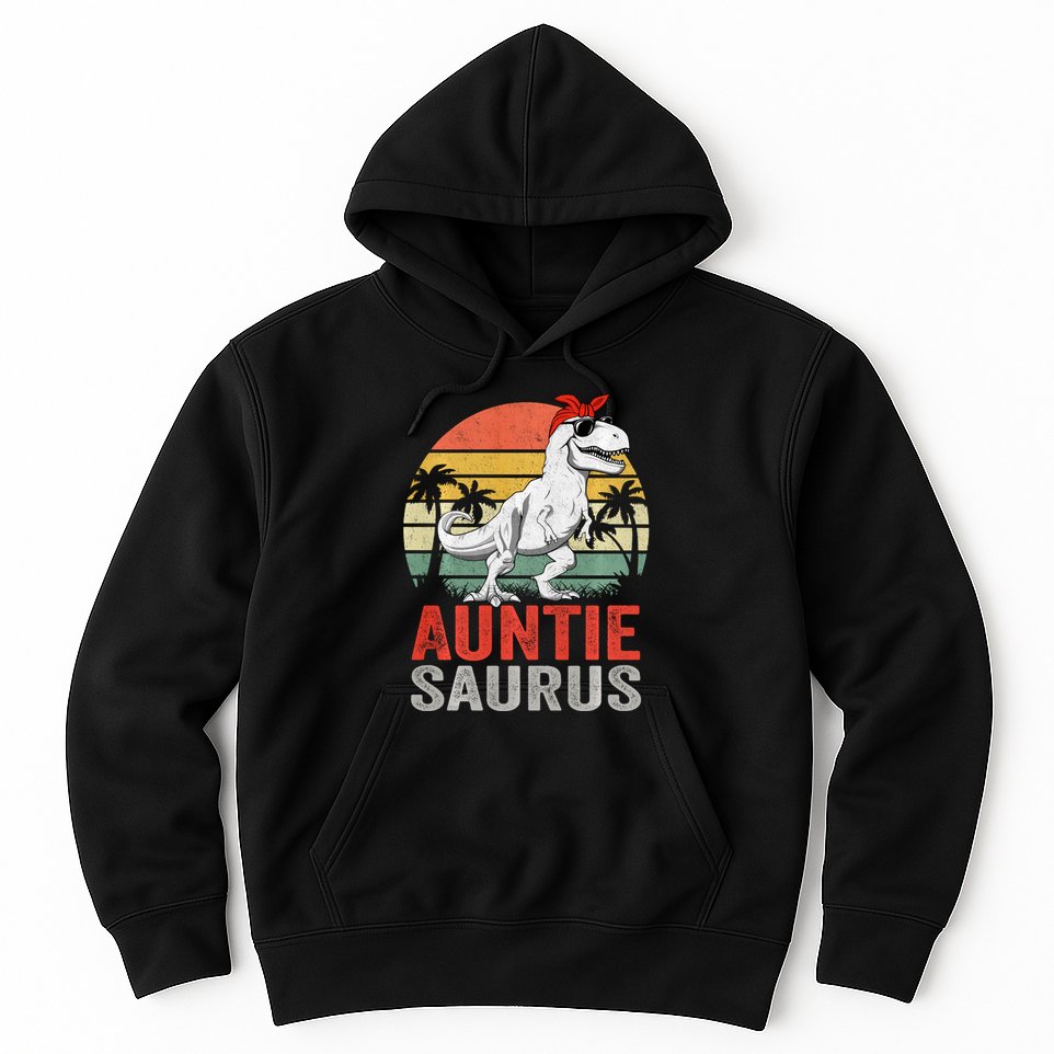 Auntiesaurus T Rex Dinosaur Auntie Saurus Family Matching Long Sleeve Hoodie