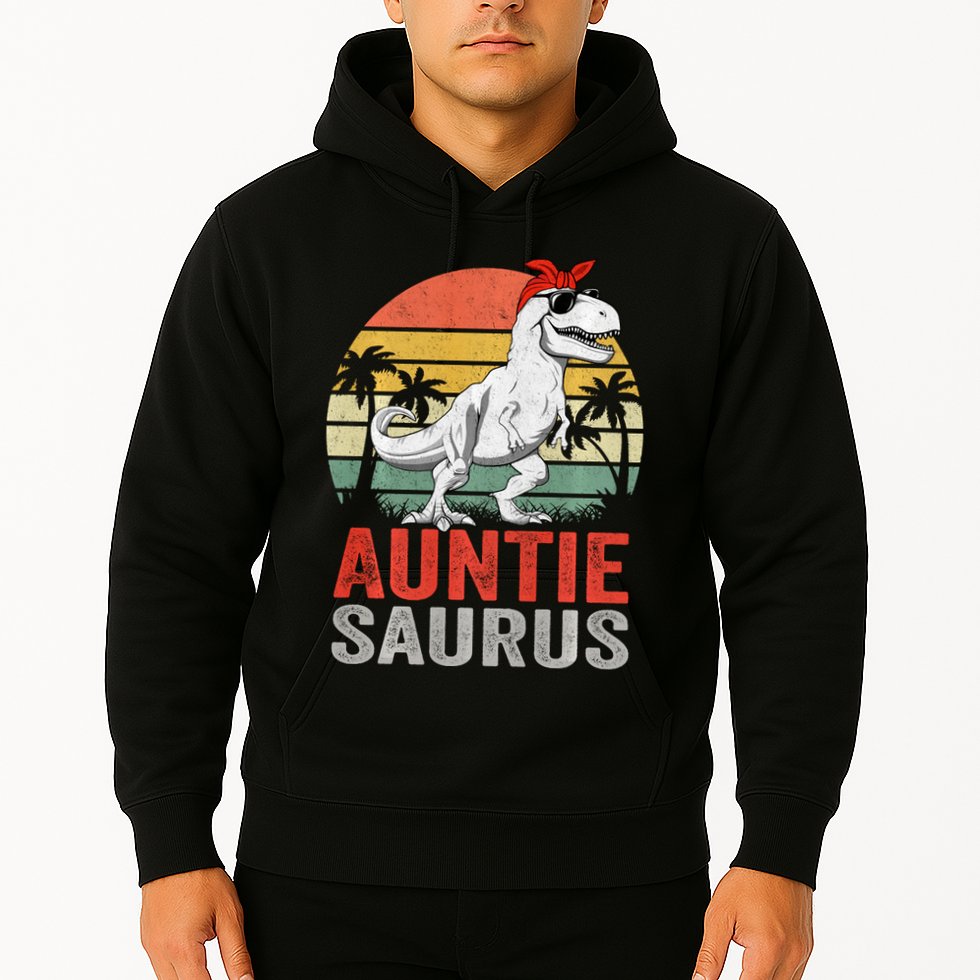 Auntiesaurus T Rex Dinosaur Auntie Saurus Family Matching Long Sleeve Hoodie