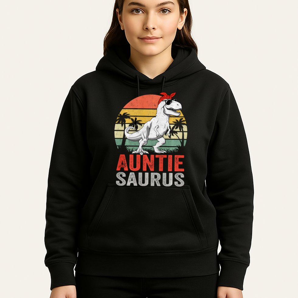 Auntiesaurus T Rex Dinosaur Auntie Saurus Family Matching Long Sleeve Hoodie
