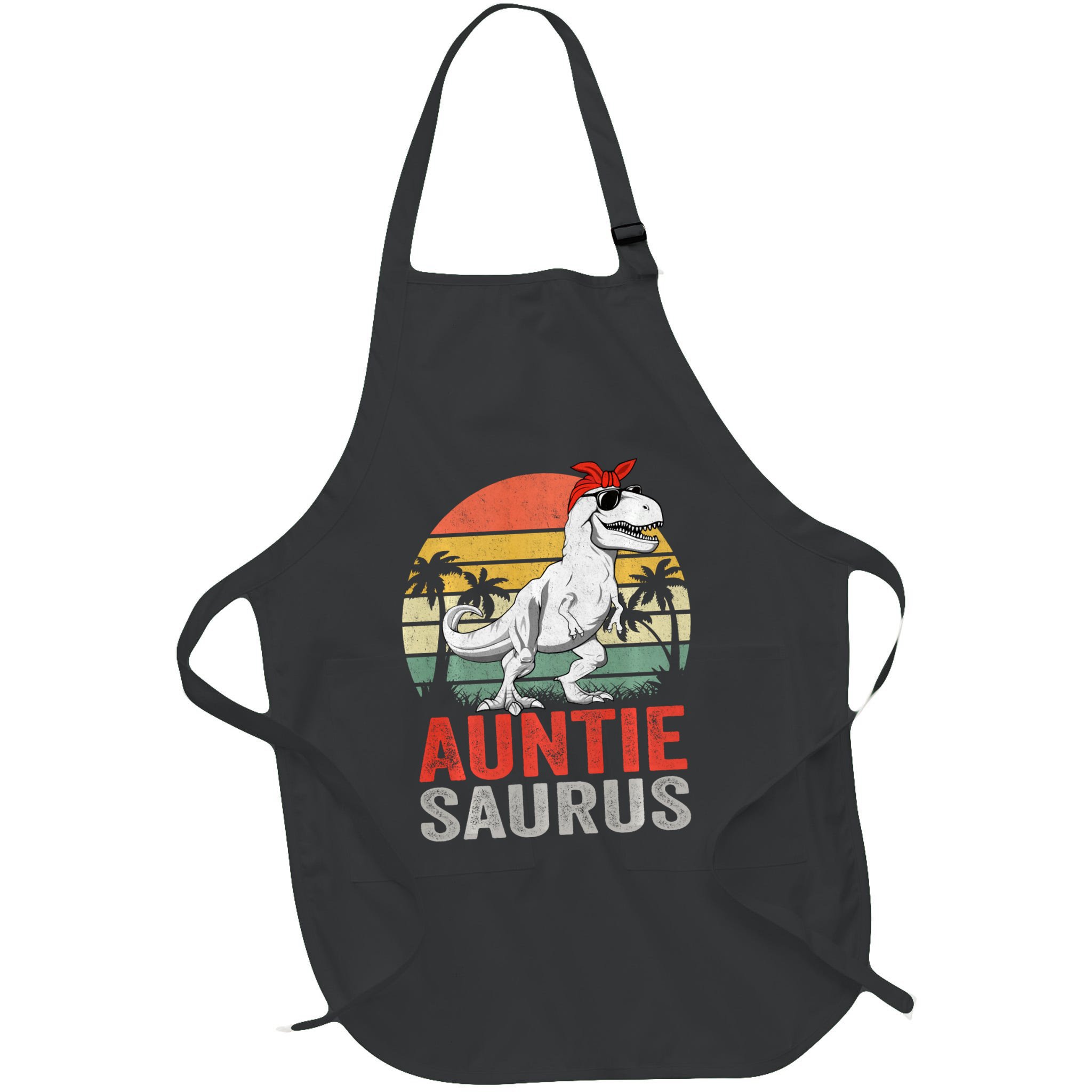 Auntiesaurus T Rex Dinosaur Auntie Saurus Family Matching Long Sleeve Apron