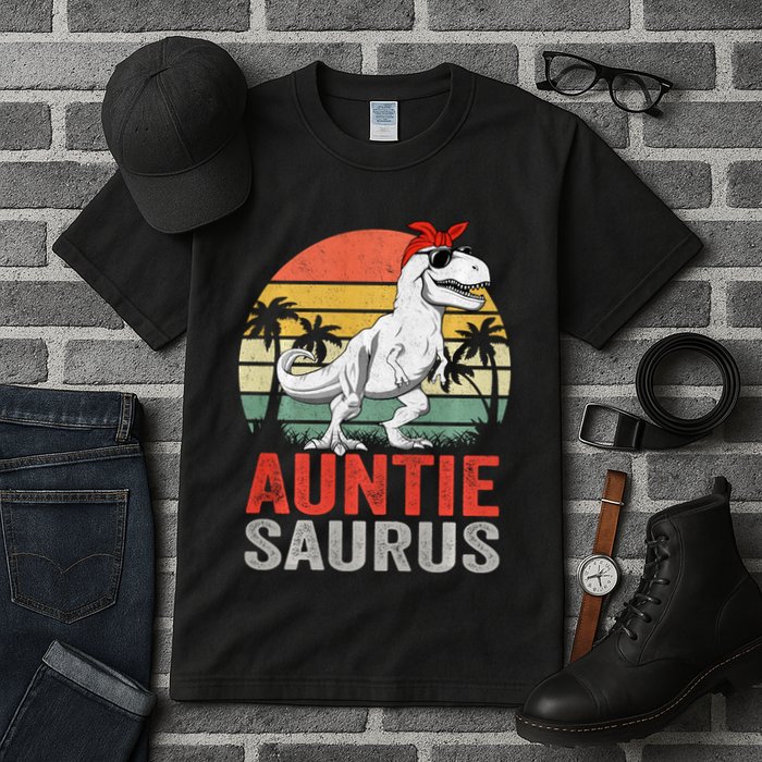 Auntiesaurus T Rex Dinosaur Auntie Saurus Family Matching Long Sleeve Tall T-Shirt