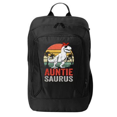 Auntiesaurus T Rex Dinosaur Auntie Saurus Family Matching Long Sleeve City Backpack