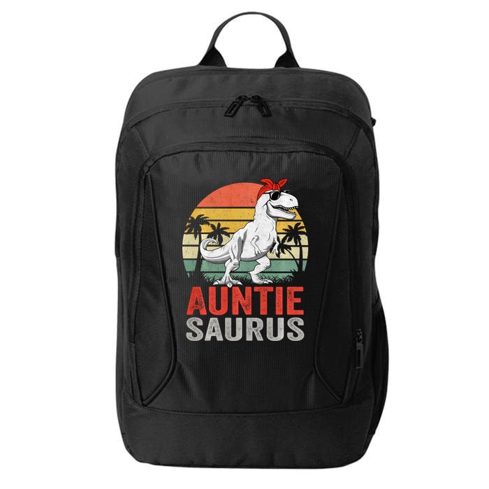 Auntiesaurus T Rex Dinosaur Auntie Saurus Family Matching Long Sleeve City Backpack