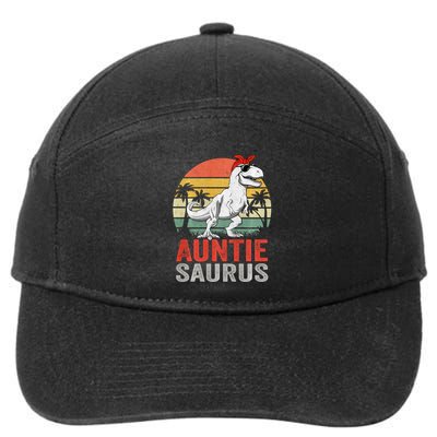 Auntiesaurus T Rex Dinosaur Auntie Saurus Family Matching Long Sleeve 7-Panel Snapback Hat