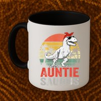 Auntiesaurus T Rex Dinosaur Auntie Saurus Family Matching Long Sleeve Mug