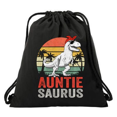 Auntiesaurus T Rex Dinosaur Auntie Saurus Family Matching Long Sleeve Drawstring Bag