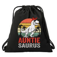 Auntiesaurus T Rex Dinosaur Auntie Saurus Family Matching Long Sleeve Drawstring Bag