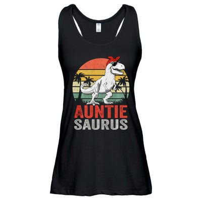 Auntiesaurus T Rex Dinosaur Auntie Saurus Family Matching Long Sleeve Ladies Essential Flowy Tank