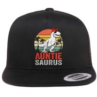 Auntiesaurus T Rex Dinosaur Auntie Saurus Family Matching Long Sleeve Flat Bill Trucker Hat