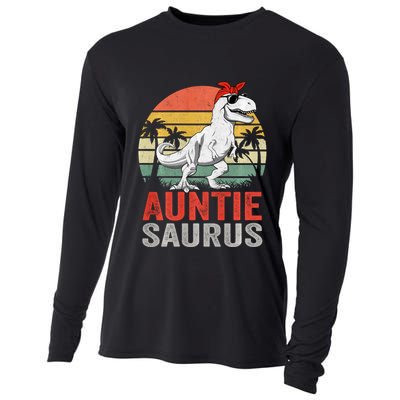 Auntiesaurus T Rex Dinosaur Auntie Saurus Family Matching Long Sleeve Cooling Performance Long Sleeve Crew