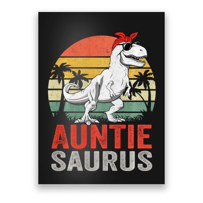 Auntiesaurus T Rex Dinosaur Auntie Saurus Family Matching Long Sleeve Poster