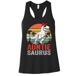 Auntiesaurus T Rex Dinosaur Auntie Saurus Family Matching Long Sleeve Women's Racerback Tank