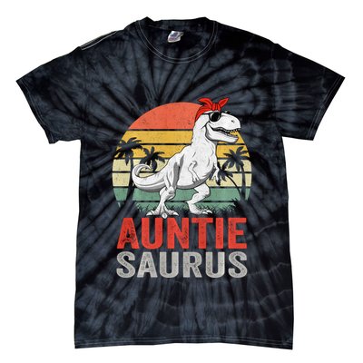 Auntiesaurus T Rex Dinosaur Auntie Saurus Family Matching Long Sleeve Tie-Dye T-Shirt
