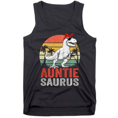 Auntiesaurus T Rex Dinosaur Auntie Saurus Family Matching Long Sleeve Tank Top