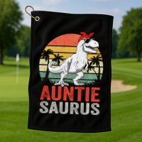 Auntiesaurus T Rex Dinosaur Auntie Saurus Family Matching Long Sleeve Golf Towel