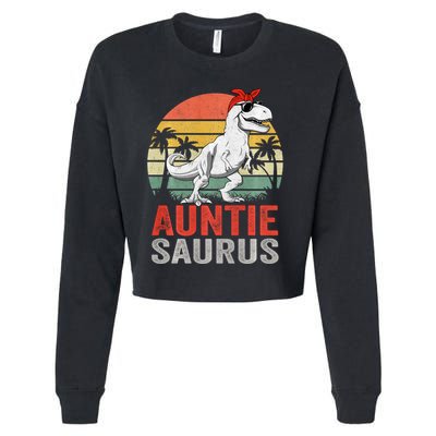 Auntiesaurus T Rex Dinosaur Auntie Saurus Family Matching Long Sleeve Cropped Pullover Crew
