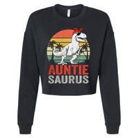 Auntiesaurus T Rex Dinosaur Auntie Saurus Family Matching Long Sleeve Cropped Pullover Crew