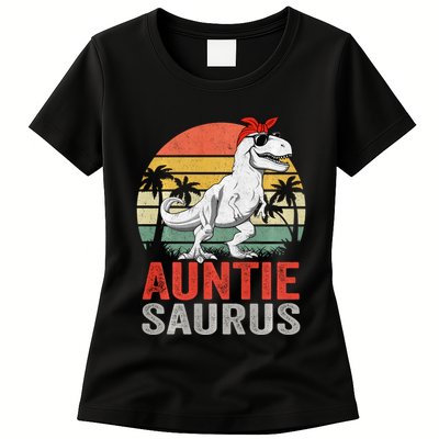 Auntiesaurus T Rex Dinosaur Auntie Saurus Family Matching Long Sleeve Womens T-Shirt