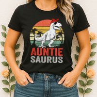 Auntiesaurus T Rex Dinosaur Auntie Saurus Family Matching Long Sleeve Womens T-Shirt