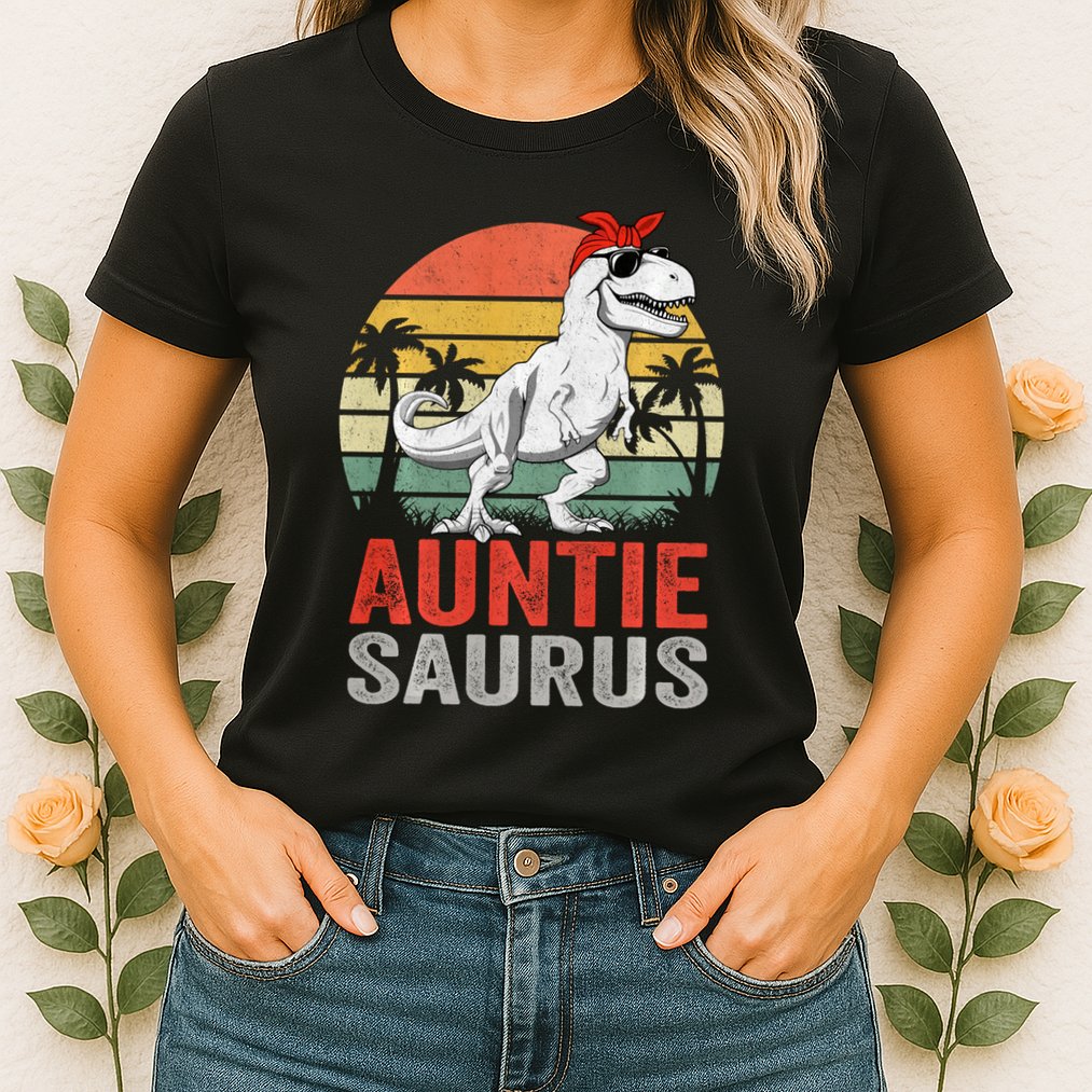 Auntiesaurus T Rex Dinosaur Auntie Saurus Family Matching Long Sleeve Womens T-Shirt