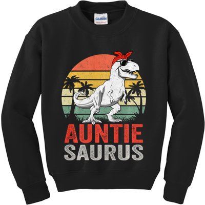 Auntiesaurus T Rex Dinosaur Auntie Saurus Family Matching Long Sleeve Kids Sweatshirt