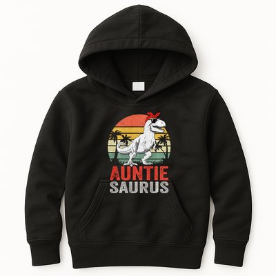 Auntiesaurus T Rex Dinosaur Auntie Saurus Family Matching Long Sleeve Kids Hoodie
