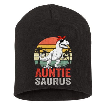 Auntiesaurus T Rex Dinosaur Auntie Saurus Family Matching Long Sleeve Short Acrylic Beanie
