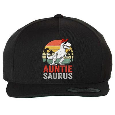 Auntiesaurus T Rex Dinosaur Auntie Saurus Family Matching Long Sleeve Wool Snapback Cap