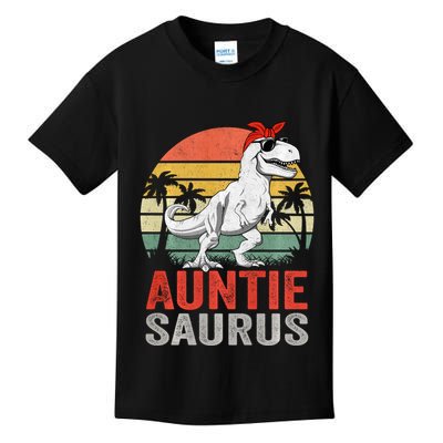 Auntiesaurus T Rex Dinosaur Auntie Saurus Family Matching Long Sleeve Kids T-Shirt
