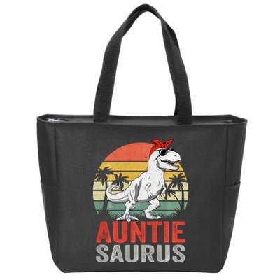 Auntiesaurus T Rex Dinosaur Auntie Saurus Family Matching Long Sleeve Zip Tote Bag
