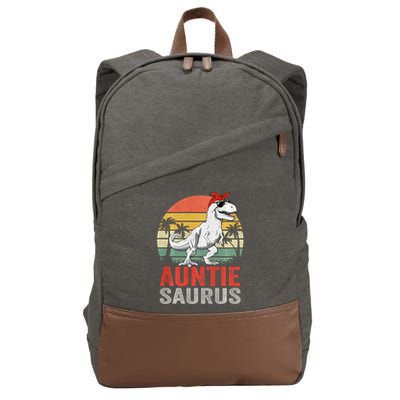 Auntiesaurus T Rex Dinosaur Auntie Saurus Family Matching Long Sleeve Cotton Canvas Backpack