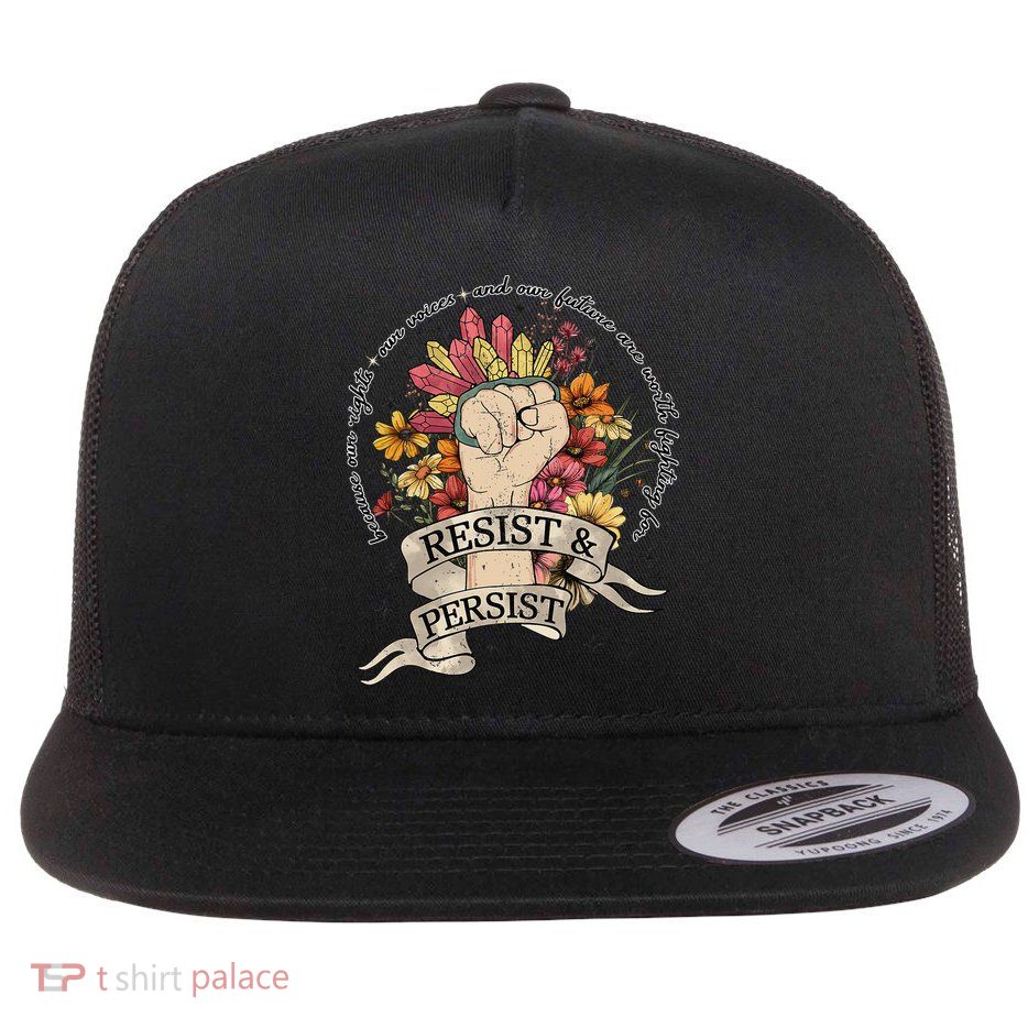 Anti Trump Resist Rights Protest Equality Feminist Gift Flat Bill Trucker Hat