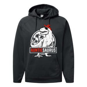 Auntiesaurus T Rex Dinosaur Auntie Saurus Family Matching Hoodie Performance Fleece Hoodie