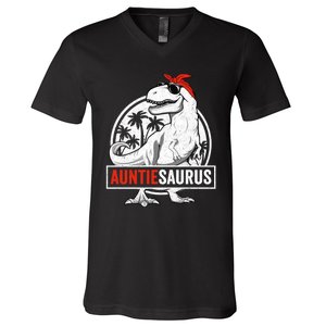 Auntiesaurus T Rex Dinosaur Auntie Saurus Family Matching Hoodie V-Neck T-Shirt