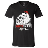 Auntiesaurus T Rex Dinosaur Auntie Saurus Family Matching Hoodie V-Neck T-Shirt