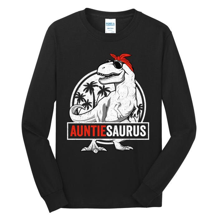 Auntiesaurus T Rex Dinosaur Auntie Saurus Family Matching Hoodie Tall Long Sleeve T-Shirt