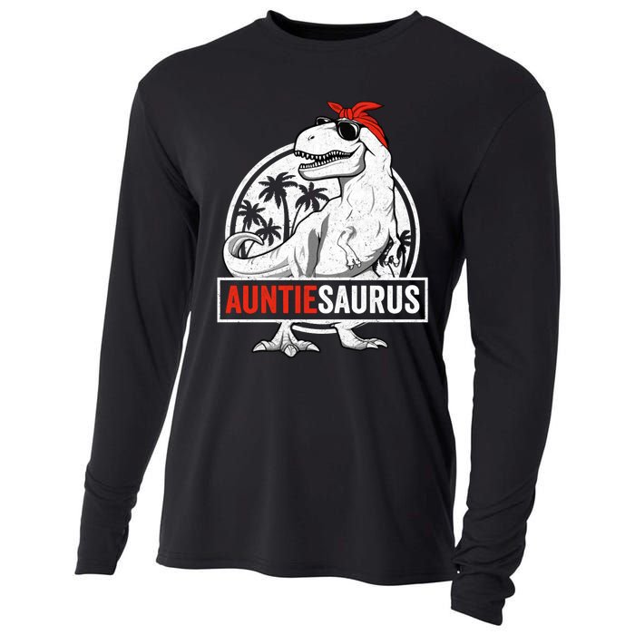 Auntiesaurus T Rex Dinosaur Auntie Saurus Family Matching Hoodie Cooling Performance Long Sleeve Crew