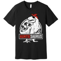 Auntiesaurus T Rex Dinosaur Auntie Saurus Family Matching Hoodie Premium T-Shirt