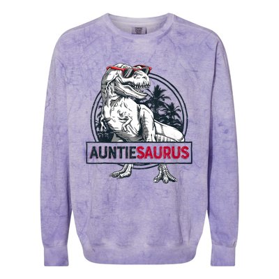 Auntiesaurus T Rex Dinosaur Auntie Saurus Family Matching Tank Top Colorblast Crewneck Sweatshirt