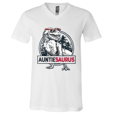 Auntiesaurus T Rex Dinosaur Auntie Saurus Family Matching Tank Top V-Neck T-Shirt