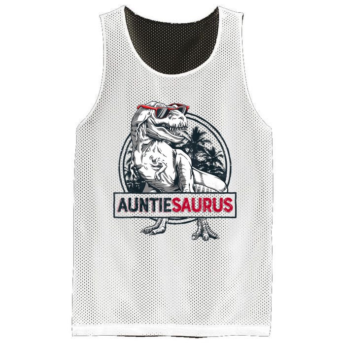 Auntiesaurus T Rex Dinosaur Auntie Saurus Family Matching Tank Top Mesh Reversible Basketball Jersey Tank