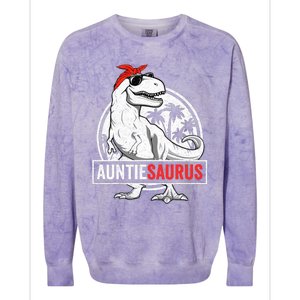 Auntiesaurus T Rex Dinosaur Auntie Saurus Family Matching Colorblast Crewneck Sweatshirt