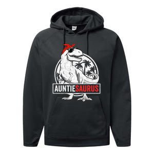 Auntiesaurus T Rex Dinosaur Auntie Saurus Family Matching Performance Fleece Hoodie