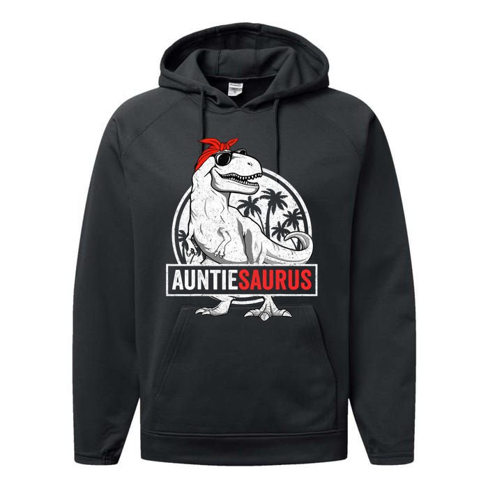 Auntiesaurus T Rex Dinosaur Auntie Saurus Family Matching Performance Fleece Hoodie