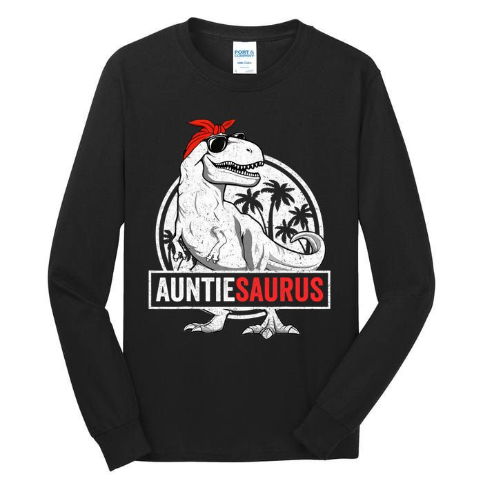 Auntiesaurus T Rex Dinosaur Auntie Saurus Family Matching Tall Long Sleeve T-Shirt