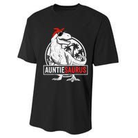 Auntiesaurus T Rex Dinosaur Auntie Saurus Family Matching Performance Sprint T-Shirt