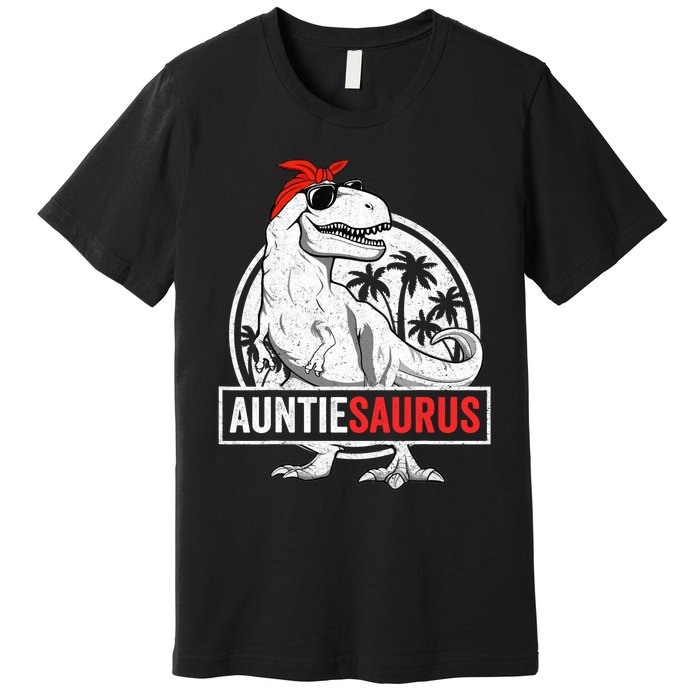 Auntiesaurus T Rex Dinosaur Auntie Saurus Family Matching Premium T-Shirt