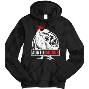 Auntiesaurus T Rex Dinosaur Auntie Saurus Family Matching Tie Dye Hoodie